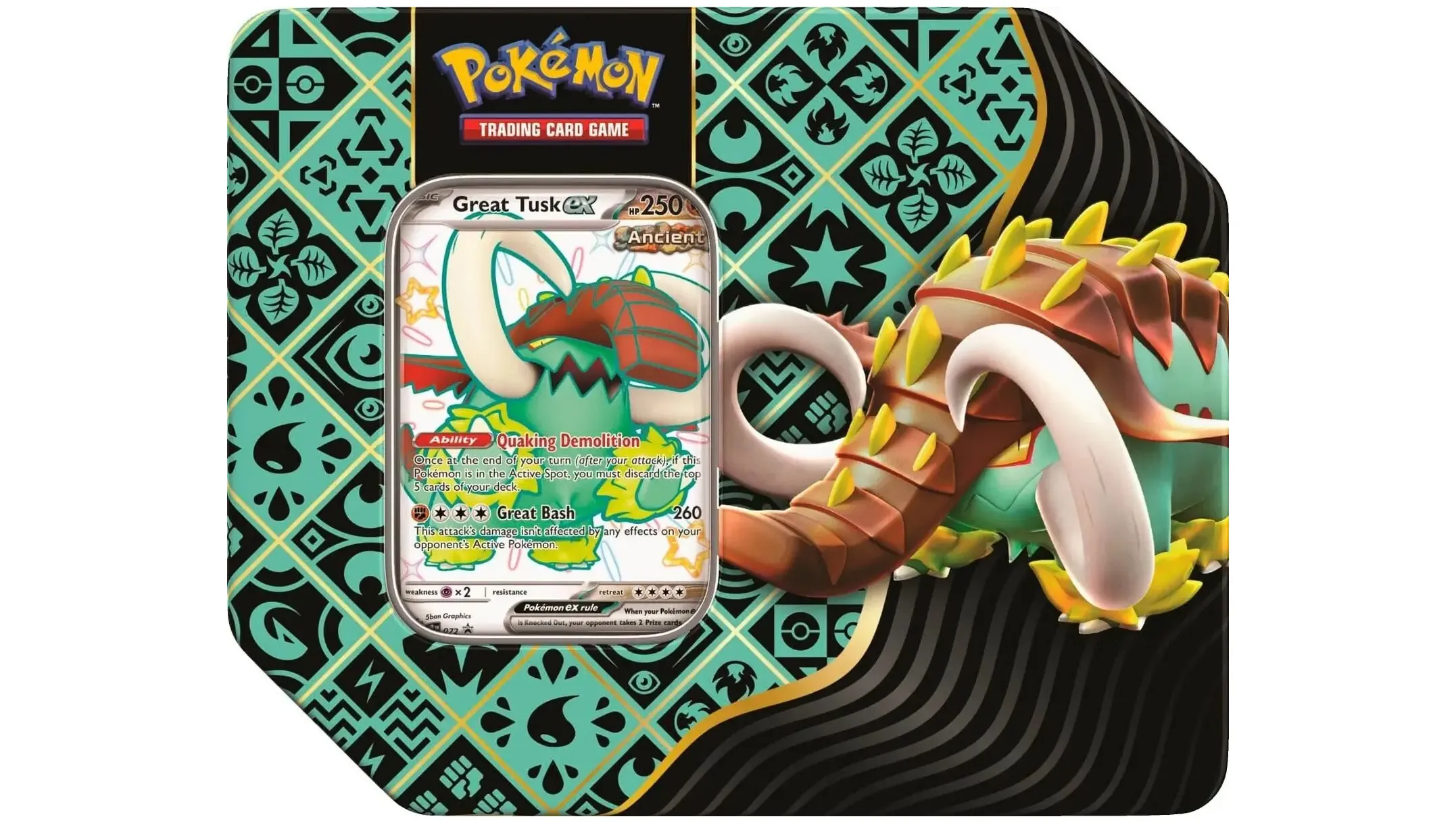 Paldean Fates Tin Great Tusk ex
