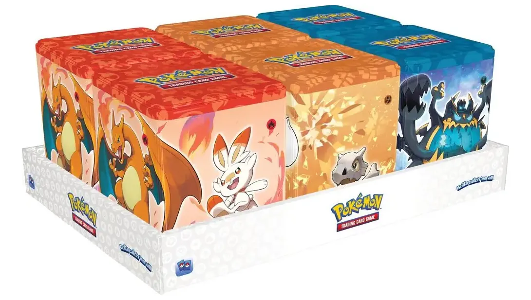 Pokemon Stacking Tins Fighting-Fire-Darkness Display