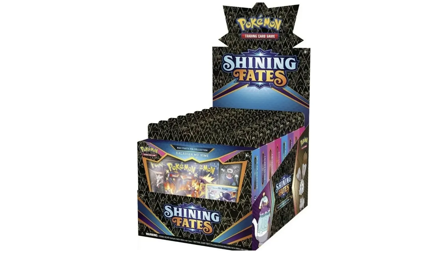 Shining Fates Mad Party Pin Collection Display