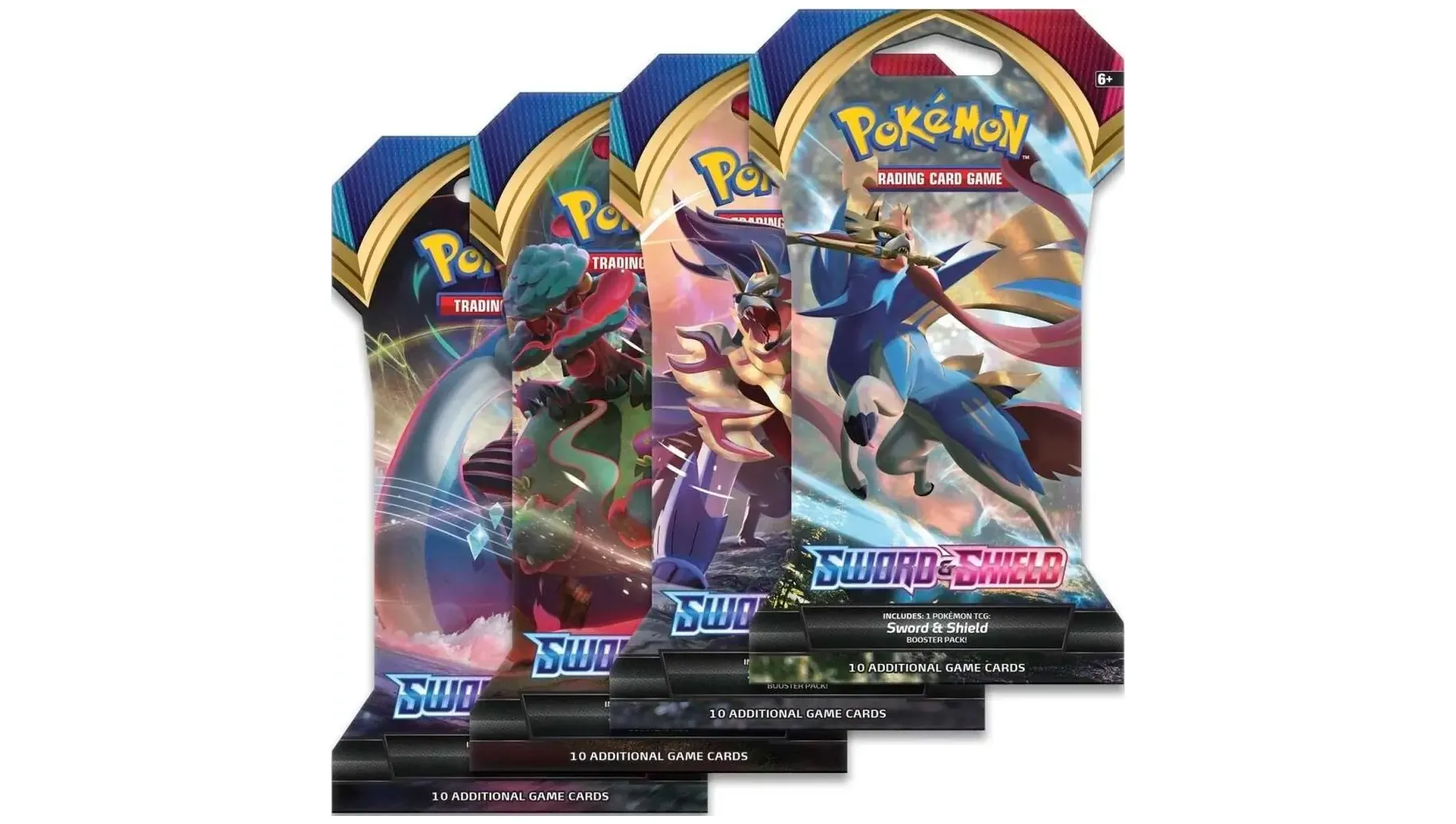 Sword And Shield Base Set Sleeved Booster Pack Art Bundle Set of 4